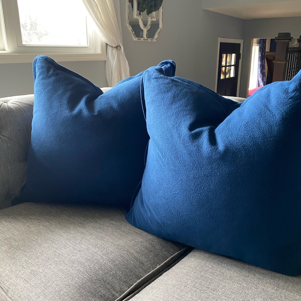 SOLD - no longer available Navy Blue down pillows
